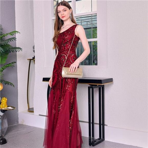 Gold Clutch Purses for Women Evening Bag Shoulder Crossbody Handbag - Picture 4 of 7